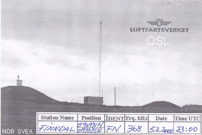 2000 QSL: FN Finndal Skien Airport Skien Norway  Ndb-station  • $3