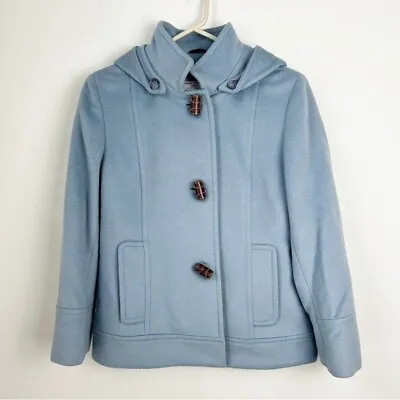 Cinzia Rocca Wool & Angora Coat Vintage 90s Size 8 Rare In Blue Hooded Jacket • $179