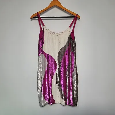 Catherine Malandrino Women's Sequin Silk Mini Dress Size 4 Rihanna • $99.99