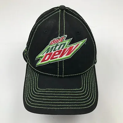 Nascar Hat Cap Stretch Fit New Era Mountain Dew Black Green Embroidered Casual • $19.82