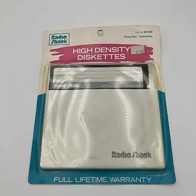 Radio Shack High Density Diskettes NOS 3 5 1/4” Diskettes Floppy Disk Cat 26-453 • £9.50