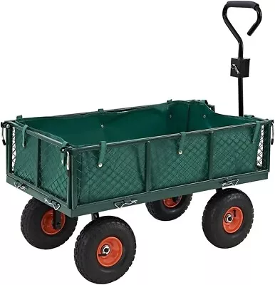 Heavy Duty Garden Trolley Cart 4 Wheel Barrow Quad Trailer Large 300kg • £89.99