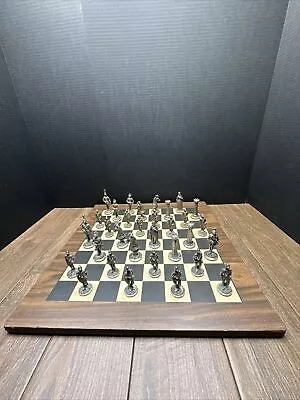 Vintage Chess Set Metal Gold And Silver Pieces Plus Board  • $380