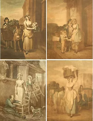 £20 • Buy (4) Four Antique Stipple Etchings After Francis Wheatley ‘London Cries’ 1800's
