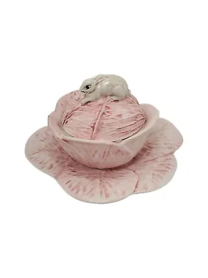 Vtg MOTTAHEDEH Pink Cabbage Dish Set Lidded Rabbit Bowl Plate Italian Porcelain • $99.99