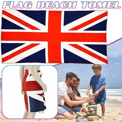 Union Jack Cotton Beach Towel Microfiber Bath Gym Beach Holiday • £8.38