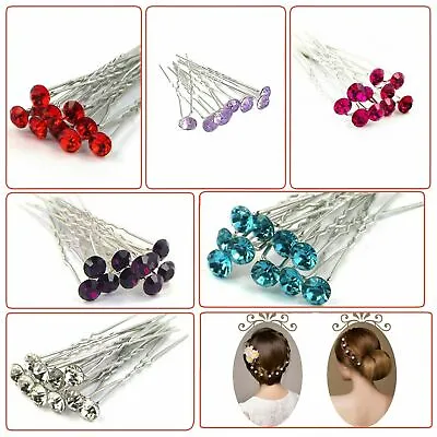 £2.65 • Buy Round Wedding Hair Pins Bridesmaid Crystal Diamante Grips Prom Bridal Hair Clips