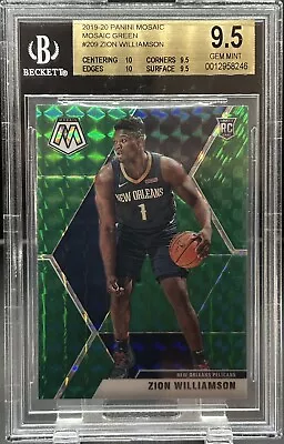 2019-20 Mosaic Green Zion Williamson BGS9.5 Rookie New Orleans Pelicans! • $39.95