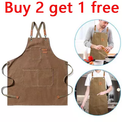 Canvas Aprons Thick Work Apron For Heavy Duty Woodworking Cooking Work Shop • $13.99