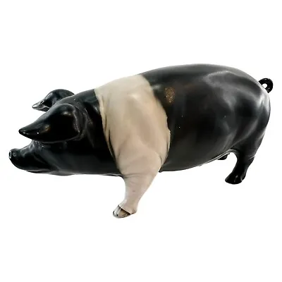 Vintage Ceramic Hampshire Pig Hog Farm Animal Black And White Figurine • $34.95