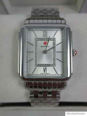 NEW Michele Deco II Silver Diamond Watch MWW06X000035 Stainless Steel Band NWT • $693.49