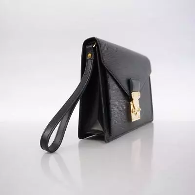 4Hb2066 Louis Vuitton Clutch Bag/Epi/Pochette Serie Dragonne/M52612/Noir/Unisex • $380.50