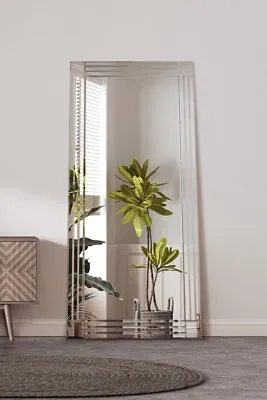 Extra Large Wall Mirror Full Length Silver All Glass 5Ft8 X 2Ft9 174cm X 85cm • £122.99