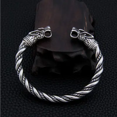 Odin's Wolves Viking Bracelet - Stainless Steel |Norse Arm Ring | Viking Jewelry • $22.99