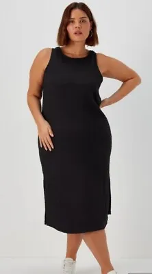 New Matalan Papaya Curve Black Fitted Dress - Size 28 • £10