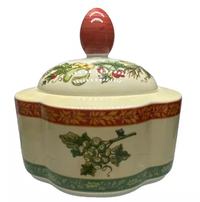 Villeroy Boch Festive Memories Christmas Lidded Sugar Bowl Holly Berry Mistletoe • $34.99