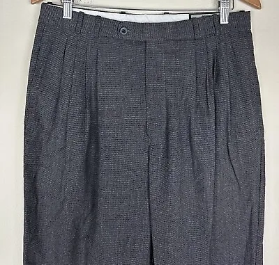 Vintage 90s J RIGGINS Pleated Dress Pants 32x39 ACTUAL Relaxed Woven Polyester  • $18.74