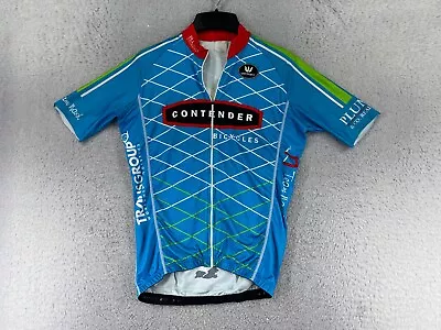 Vermarc Cycling Jersey Adult Medium Blue Full Zip Contender Bicycles SLC Utah • $21.44