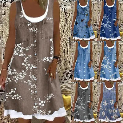 £13.26 • Buy UK Womens Sleeveless Midi Dresses Ladies Summer Beach Holiday Sundress Size 8-22