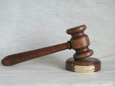 £34.99 • Buy Gavel & Block Engraved Dark Oak Traditional Full Size Auctioneer Best Man 