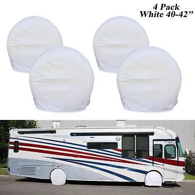 4 Pack White RV Camper Car Motorhome Truck Tire Wheel Covers 40-42  Diameters-6W • $59.99