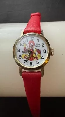 Rare Vintage 1980 Ronald McDonald Watch Swiss Wind Up Red Band Works Great • $41.50