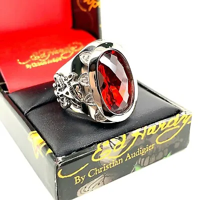 Authentic Ed Hardy Love Kills Slowly Red CZ Stainless Steel Ring • $44