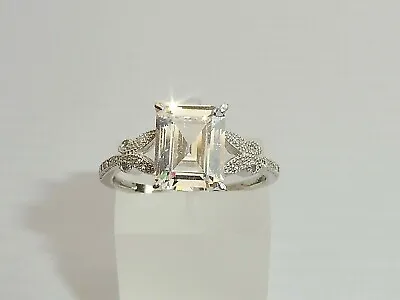 Ladies Sterling 925 Solid Silver White Sapphire Solitaire With Accents Ring • £22