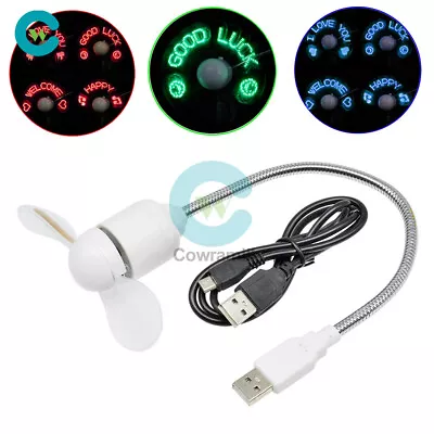 LED Clock Fan Mini USB Powered Cooling Flashing Programmable Character Fun • $12.82