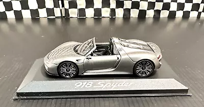 Minichamps Porsche 918 Spyder Roadster - Liquid Silver - 1:43 Diecast W/Case/Box • $95.11