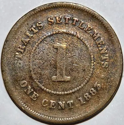 1883 British Crown Colony Straits Settlements Victoria 1 Cent Km-9 Old Coin • $0.99