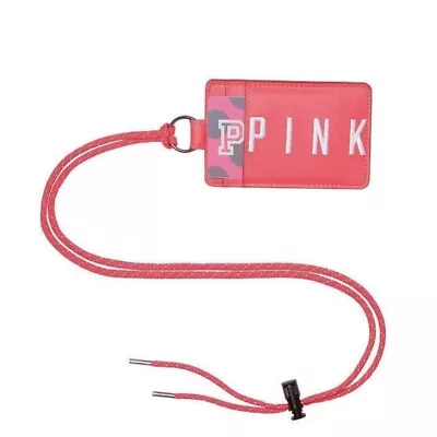 New Victoria's Secret Faux Leather Lanyard Small ID Case Holder Wallet Neon Pink • $14.95