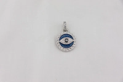 $99.99 • Buy Judith RIPKA Sterling Silver EVIL EYE PENDANT Enhancer  Blue Enamel Diamonique