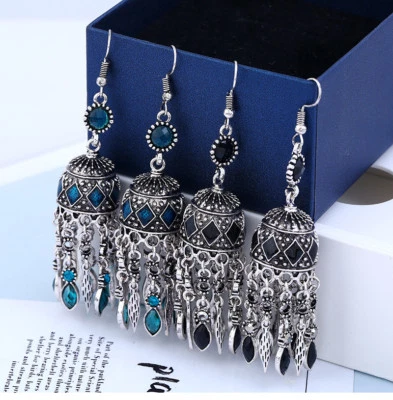 $1.10 • Buy Vintage Boho Classic Carved Tassel Jhumki Earrings Ethnic Gypsy Indian Jewellery