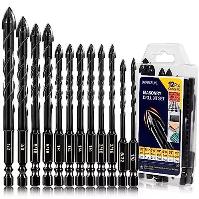 12-PCS Concrete Drill Bit Set & Masonry Drill Bit Set Cement Drill Bits • $14.01