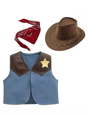 Kid Cowboy Costume Boy Halloween Cosplay Western Chaps Role Play Outfit Children • $13.63