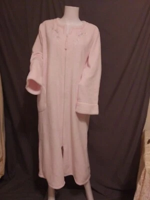 £19.34 • Buy Miss Elaine 1X Pale Pink Plush Robe Zip Front Pockets House Coat