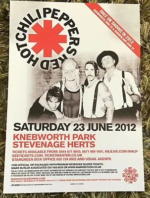 Red Hot Chilli Peppers Knebworth Tour London Flyer White • £2.50