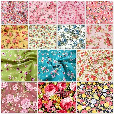 Gorgeous Roses Rose & Hubble Floral Fabric 100% COTTON Poplin Fabric Sewing • £3.75