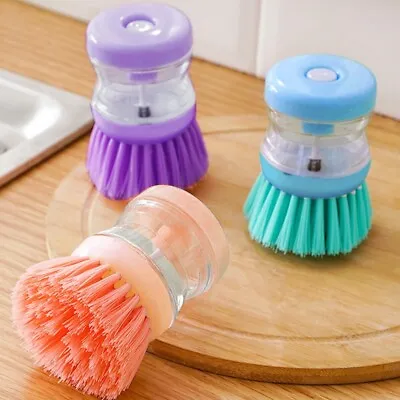 Kitchen Wash Pot Dish Brush Clean Utensils With Washing Up Liquid Soap Dispenser • £2.98