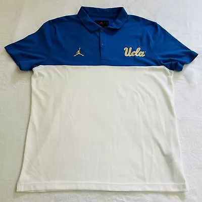 Jordan UCLA Bruins Polo Shirt Men's Large Blue White Dri-Fit Football Golf NCAA • $44.97