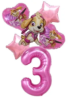 6pcs 17  PAW PATROL SKYE Balloon 30  Number Air Helium Foil Birthday Party Kids • £3.99