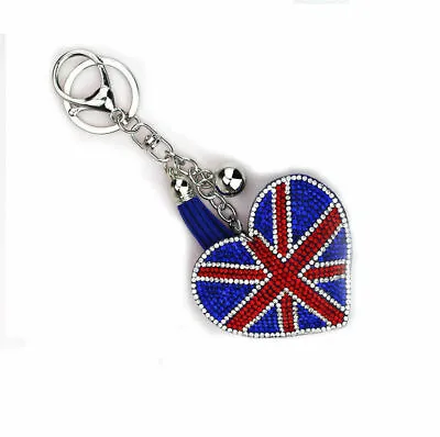 Union Jack Heart Diamante Keyring • £4.99