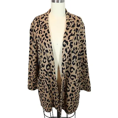 J CREW Sophie Open Front Blazer Cardigan Sweater In Leopard Print Size S • $49.99