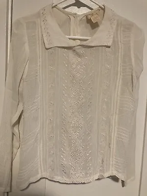 Vintage April Cornell 100% Rayon Embroidered Sheer Blouse Women’s Small  • $20