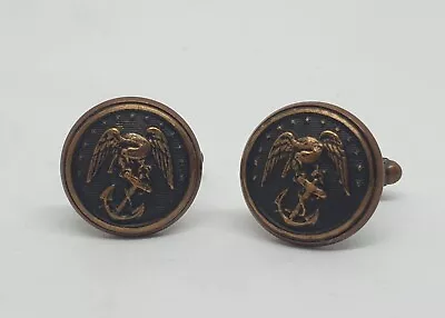 USA Cufflink Military Veteran American WWI US Marine Corps USMC Brass Buttons • $68.38