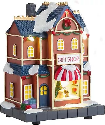 Miniature Light Up Resin Gift Shop Christmas Village Winter Scene Set • £8.49