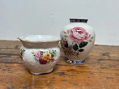 £15 • Buy Vintage Maryleigh Pottery Plant Holder And An Urn Vase With Roses Design
