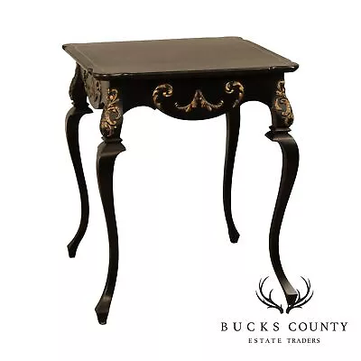 Vintage Italian Florentine Style Black And Gilt Side Table • $695