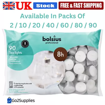 Premium Bolsius Tea Lights 8 Hr Long Hour Burn Night Light Candles Packs Of 2-90 • £17.99